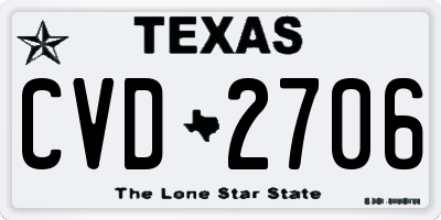 TX license plate CVD2706