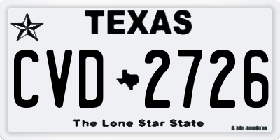 TX license plate CVD2726