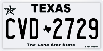 TX license plate CVD2729