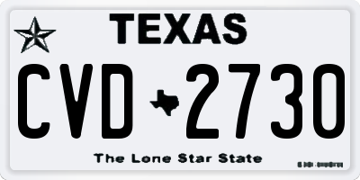 TX license plate CVD2730