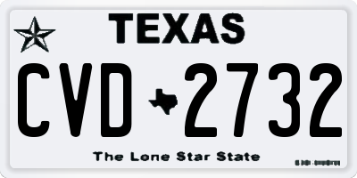 TX license plate CVD2732