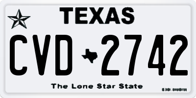 TX license plate CVD2742