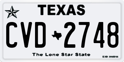 TX license plate CVD2748