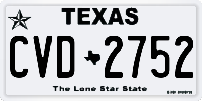 TX license plate CVD2752