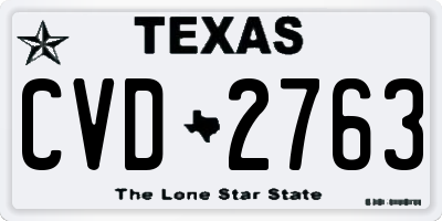 TX license plate CVD2763