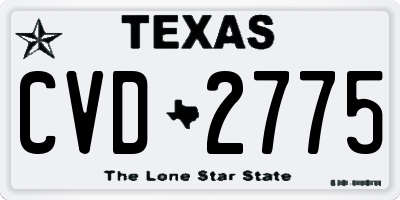 TX license plate CVD2775