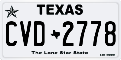 TX license plate CVD2778