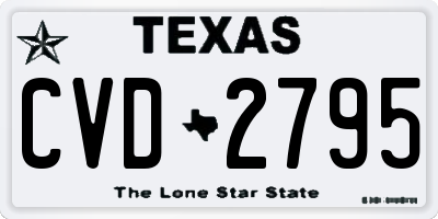 TX license plate CVD2795