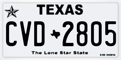 TX license plate CVD2805