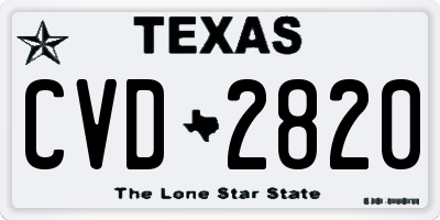 TX license plate CVD2820