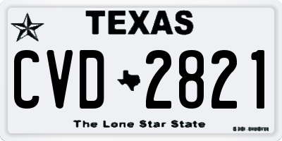 TX license plate CVD2821
