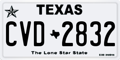 TX license plate CVD2832