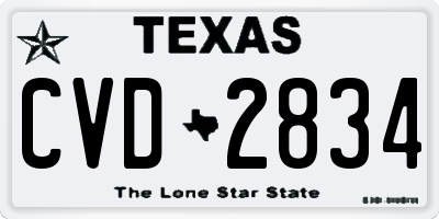 TX license plate CVD2834