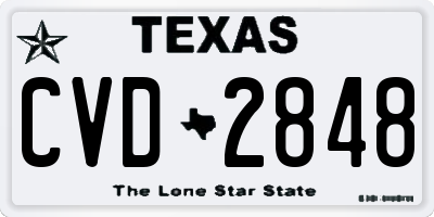 TX license plate CVD2848