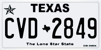 TX license plate CVD2849