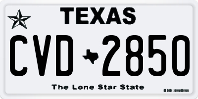 TX license plate CVD2850