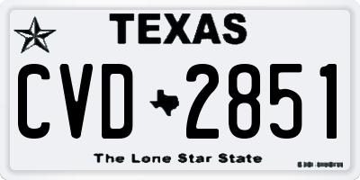 TX license plate CVD2851