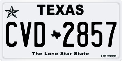 TX license plate CVD2857