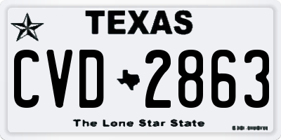 TX license plate CVD2863