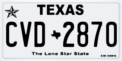TX license plate CVD2870