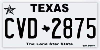 TX license plate CVD2875