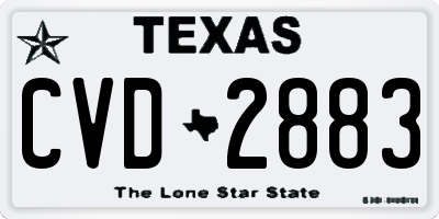TX license plate CVD2883