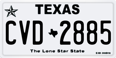 TX license plate CVD2885