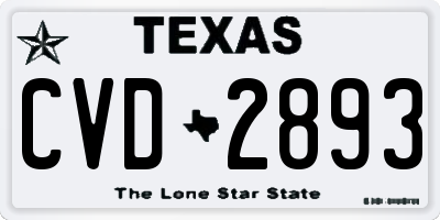 TX license plate CVD2893