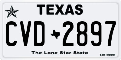 TX license plate CVD2897