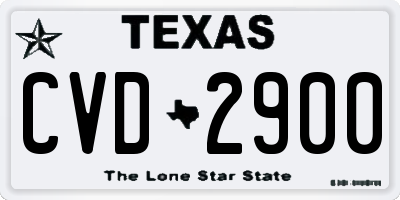 TX license plate CVD2900