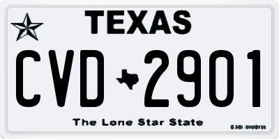 TX license plate CVD2901