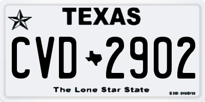 TX license plate CVD2902