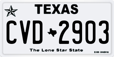 TX license plate CVD2903