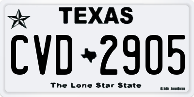 TX license plate CVD2905