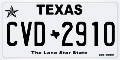 TX license plate CVD2910