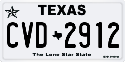 TX license plate CVD2912