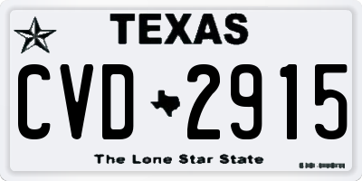 TX license plate CVD2915