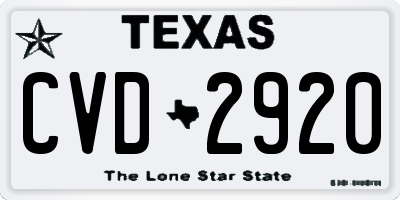 TX license plate CVD2920