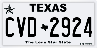 TX license plate CVD2924