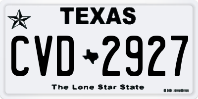 TX license plate CVD2927