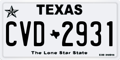 TX license plate CVD2931