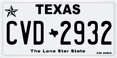 TX license plate CVD2932