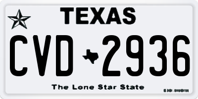 TX license plate CVD2936