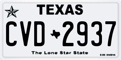 TX license plate CVD2937