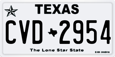TX license plate CVD2954