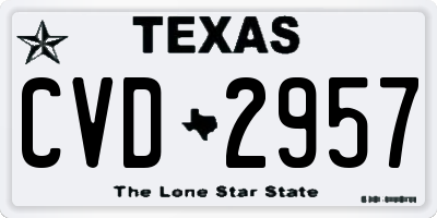 TX license plate CVD2957