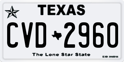 TX license plate CVD2960