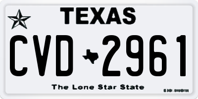 TX license plate CVD2961