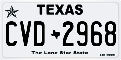 TX license plate CVD2968