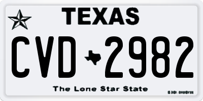 TX license plate CVD2982